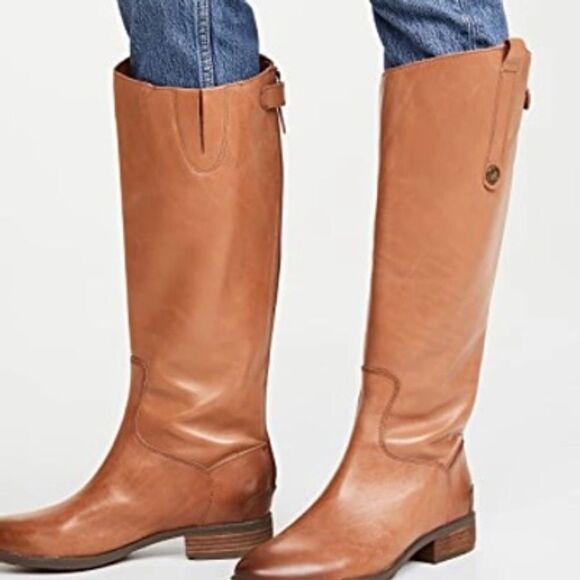 Sam Edelman Penny Cognac Leather Knee High Riding Boots Sz 7.5 - Picture 1 of 7